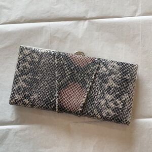 Lodis Grey Snake Print Leather Wallet